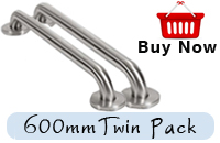 Grab Rail 600mm Brushed Stainless Steel Twin Pack