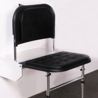 Black padded Doc M shower seat with legs, polished frame