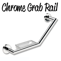 Chrome Angled Grab Rail With Soap Dish