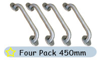 Grab Rail 450mm Brushed Stainless Steel Four Pack 