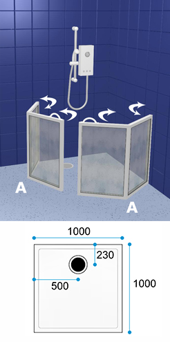 Wetroom Standard Shower Pack WF3 1000 x 1000