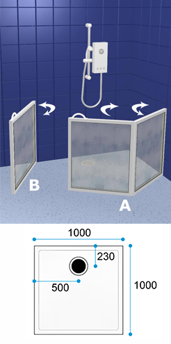 Wetroom Standard Shower Pack WF1 1000 X 1000