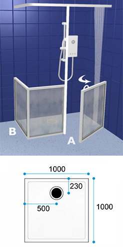 Wetroom Standard Shower Door Pack WF28 1000 X 1000