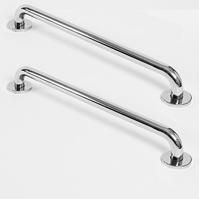 Round End Steel Rail - 32mm dia. Tube With Concealed Fixings X 2 Rails