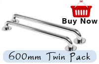 Grab Rail 600mm Polished Stainless Steel Twin Pack
