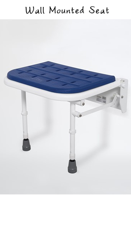 Padded Wall Mounted Folding Shower Seat With Legs